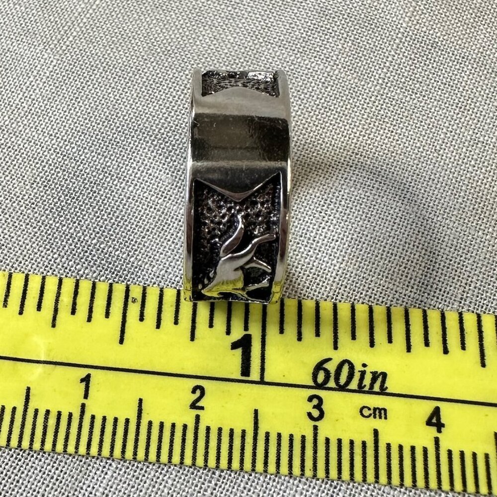 Sterling Silver Horse Accent Ring with Red and Turquoise Inlay - Picture 3 of 10